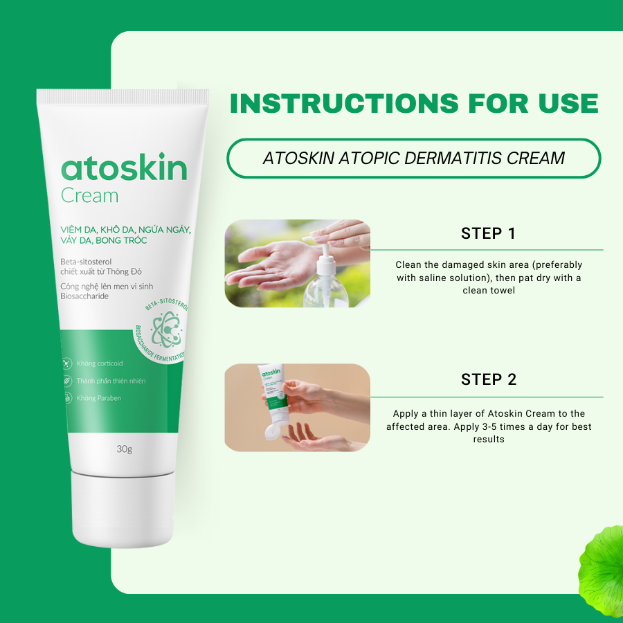 Atoskin Skin Recovery Cream 30g - Krim Eczema, Psoriasis, ekzema, Tidak Mengandungi Corticoid
