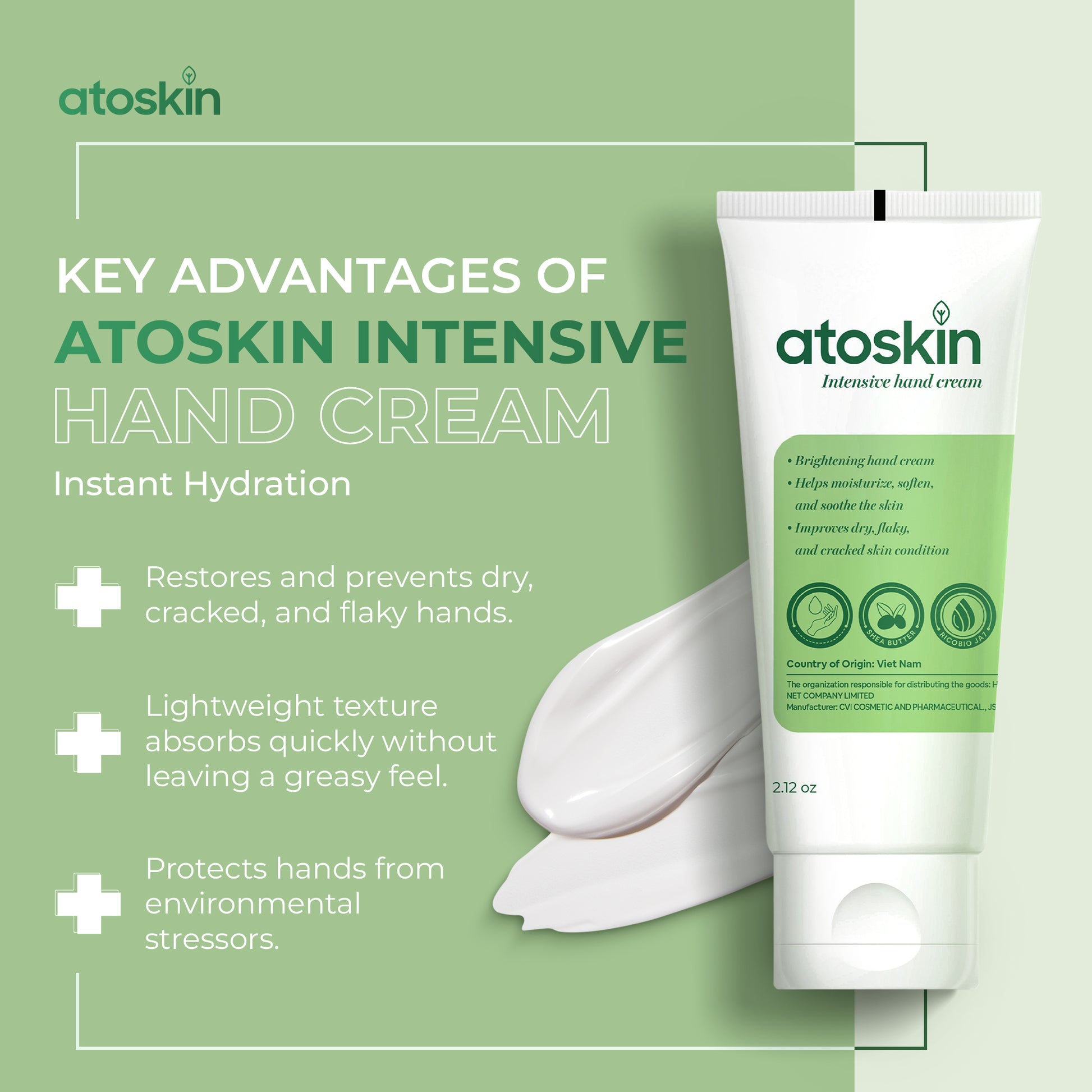 Atoskin Penjagaan Tangan – Mengurangkan Kekeringan dan Merekah, Melembapkan dan Melembutkan Kulit