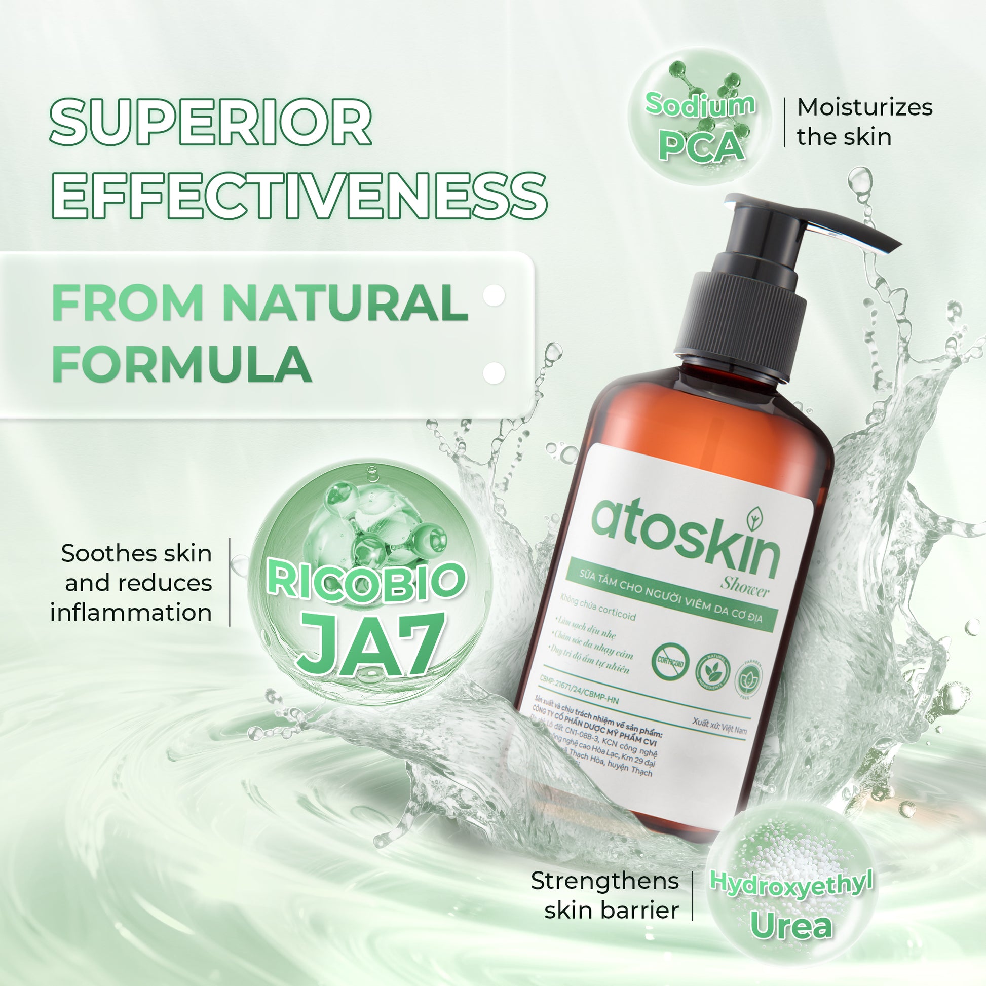 Gel Mandian Eczema Atoskin Atopic - Menyokong pembersihan kulit, ekzema - 200ml