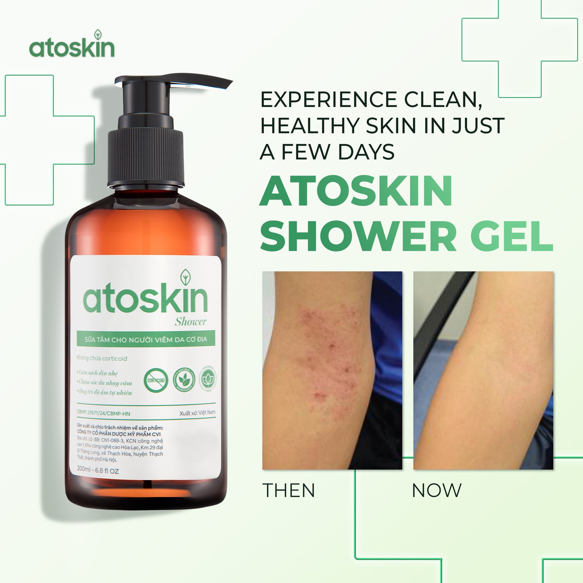 Gel Mandian Eczema Atoskin Atopic - Menyokong pembersihan kulit, ekzema - 200ml