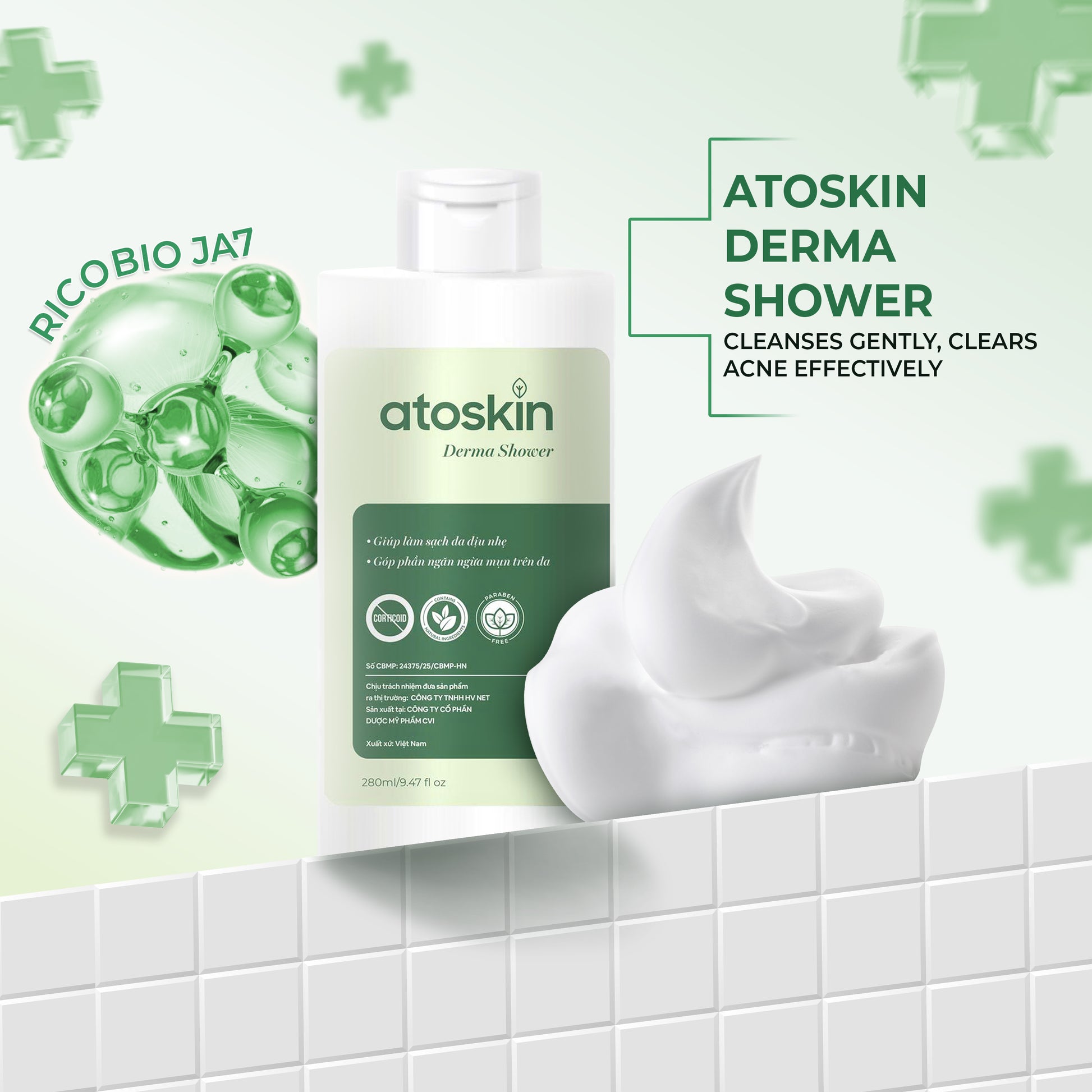 Mandian Jerawat Belakang ATOSKIN 280ml – Bersih, Kurang Minyak & Bantu Pulih Jerawat