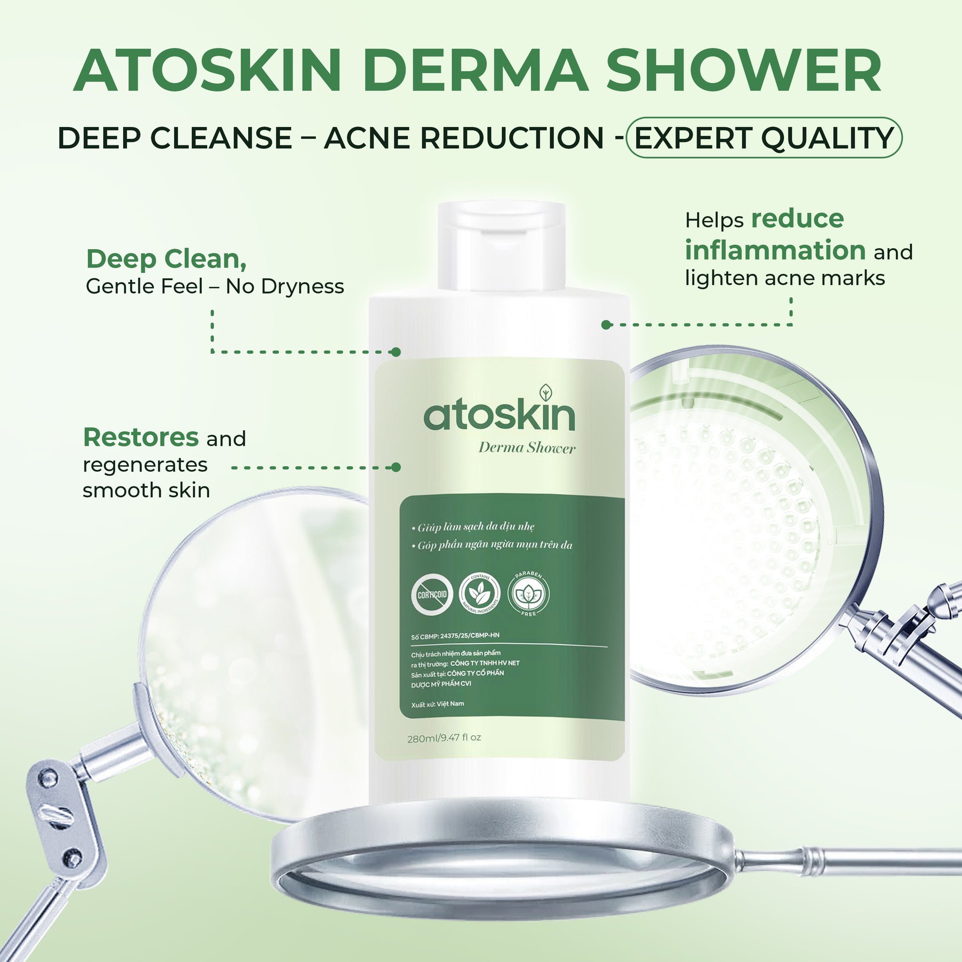 Mandian Jerawat Belakang ATOSKIN 280ml – Bersih, Kurang Minyak & Bantu Pulih Jerawat